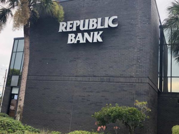 Republic Bank building after tuck pointing repair