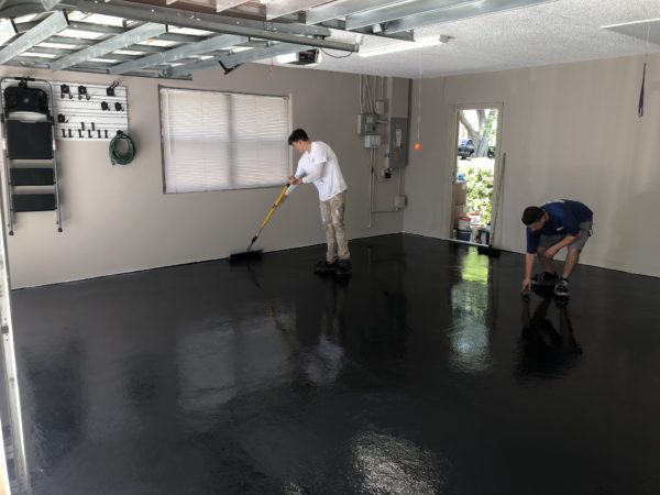 Garage Floor Coating Base Coat Application