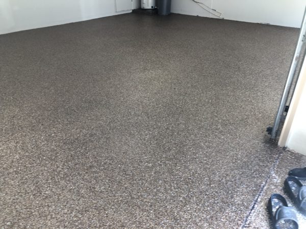 Garage Floor Coating Completed First Top Coat